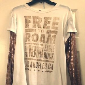 Vintage t-shirt with sequin long sleeves